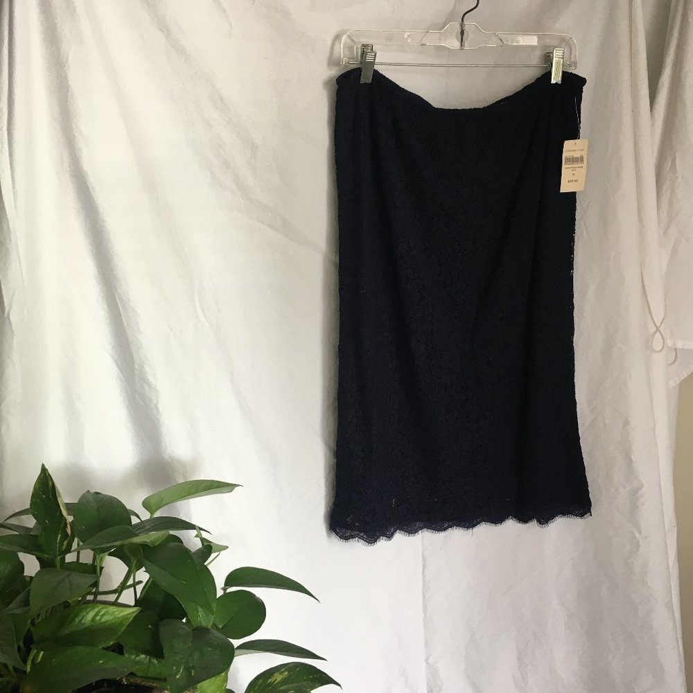 Coldwater Creek navy blue lace pencil skirt, NWT